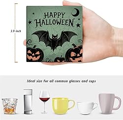 Halloween Drink Absorbent Coasters with Holder Set
