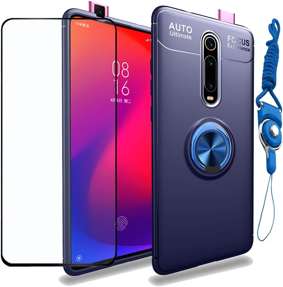 Strug for Xiaomi Mi 9T /Mi 9T Pro/Redmi K20 /Redmi k20 Pro Case,[Lanyard Neck Cord] 360 Degree Rotating Kickstand Soft TPU Material Magnetic Car Mount Shockproof Slim case with Screen Protector(Blue)