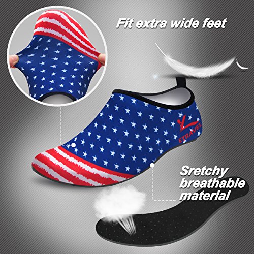 Cevinee trade; Durable Barefoot Slip-on Water Skin shoes, Anti-slip Aqua Socks, Breathable Beach Swim Surf Yoga Outdoor Soft Aquatic Shoes - US Flag XXXL