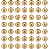 CRAFTYMELODY 500Pcs 3mm Round Beads Real 18K Gold Plated Metal Smooth Ball Beads Mini Seamless Spacer Bead Bulk for Bracelet Necklace Earrings Jewelry Making DIY Crafts Summer Charm Accessory