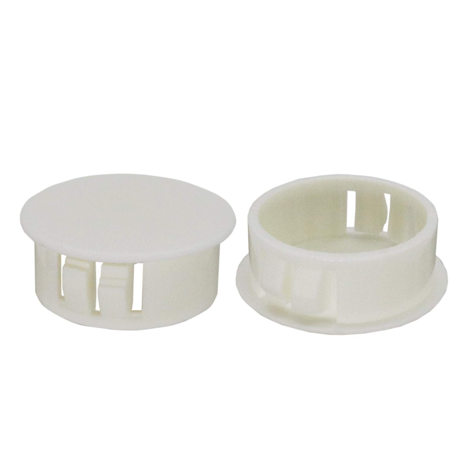 VictorsHome Hole Plugs Plastic 25mm (1") Fit for 24.5-25mm Diameter Locking Hole Tube Flush Type Panel Plugs Fastener Cover for Kitchen Cabinet Furniture Off White 25 Pcs