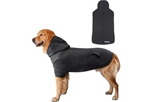 Kickred Basic Dog Hoodie Sweatshirts, Pet Clothes Hoodies Sweater with Hat and Leash Hole, Soft Cotton Outfit Coat for Large Medium Small Dogs, Dark Grey (X-Large)