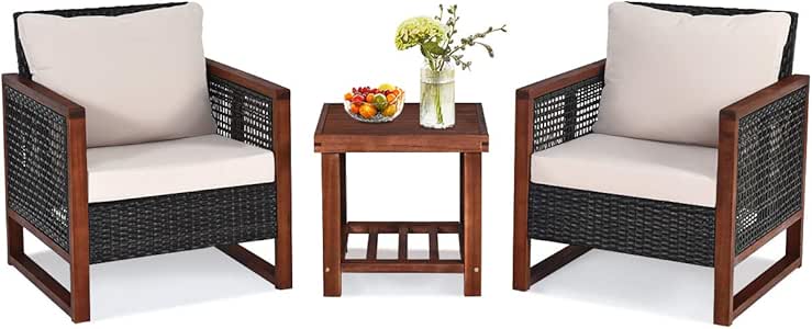 Amazon.com: HAPPYGRILL 3-Piece Patio Conversation Sofa Set with Coffee