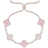 Women's 18K Gold Plated Clover Bracelet with Natural Shell - Four Leaf Lucky Charm Dainty Link Bracelets Jewelry for Women, Trendy Birthday/Mother's Day Gift