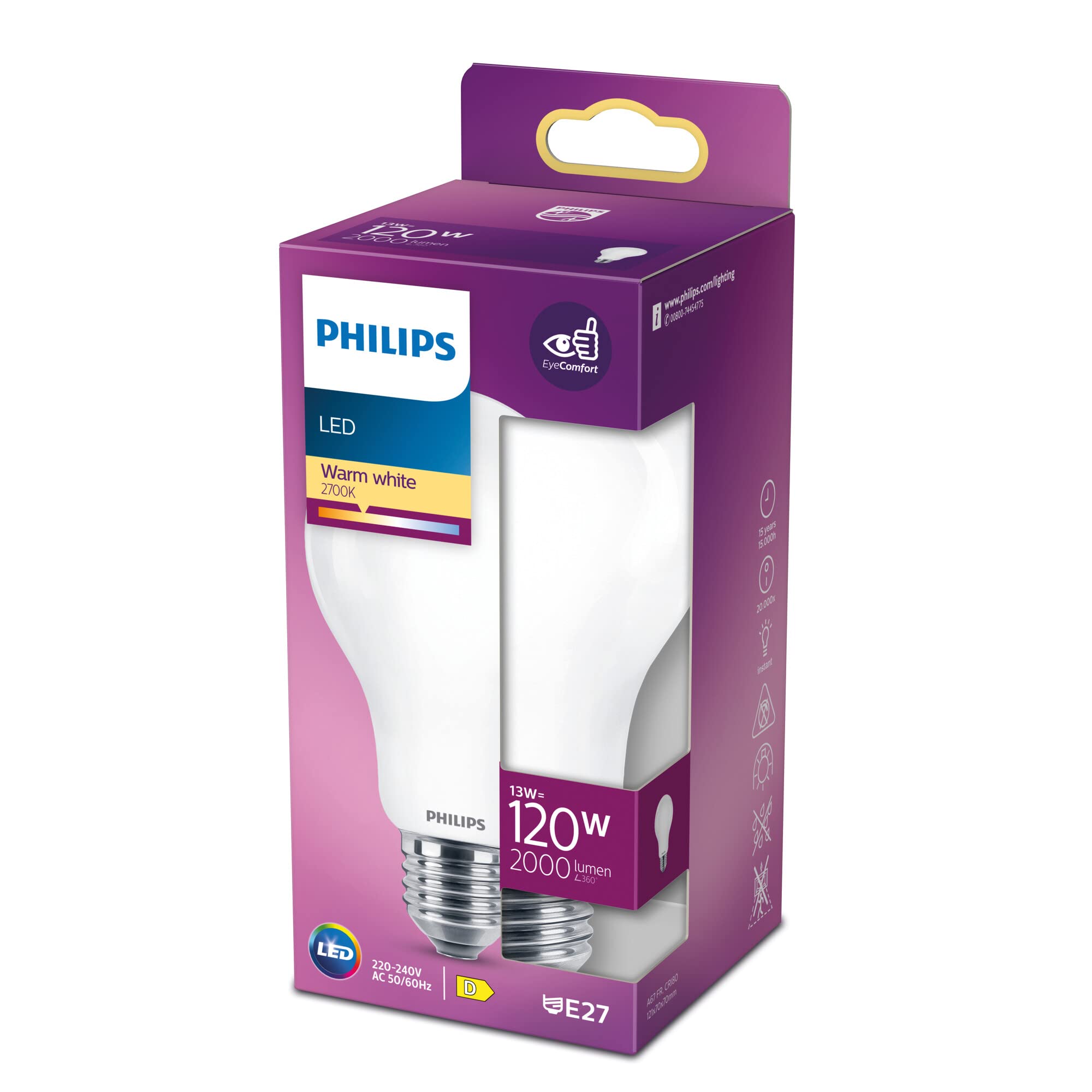 PHILIPS LEDclassic 120 W E27 A67, Warm White (2700