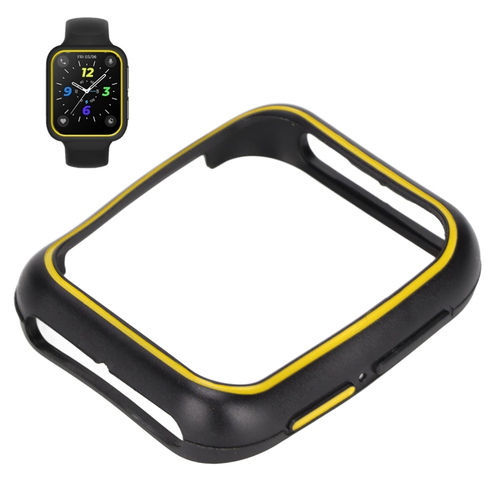 ciciglow 46mm Protective Case for OPPO Watch 2, Screen Protector Case Durable Soft TPU HD Clear Case Anti Scratch Lightweight Protective(Black and yellow)