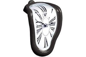 CHEOTIME Silent Melting Clock, Antique Retro Melted Surrealism Dripping Clock, Funny Creative Gift Shelf Clock for Home Kitch