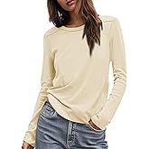Cicy Bell Womens Long Sleeve Shirts Casual Loose Fit Crew Neck Seam Tunic Tops Fall Basic Tees
