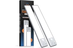 BLS 10inch Under Cabinet Lights, 40 LED Closet Lights, Motion Sensor Light Indoor, Battery Operated Lights, 1800mah USB C Rechargeable Under Cabinet Lighting, Magnetic Night Light for Kitchen (2 Pack)
