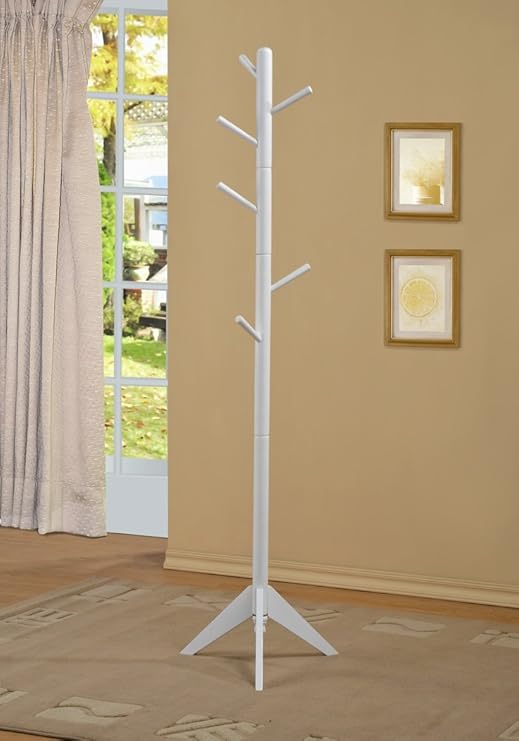 VASAGLE Coat Rack Free Standing with 8 Hooks Solid Wooden Coat Stand