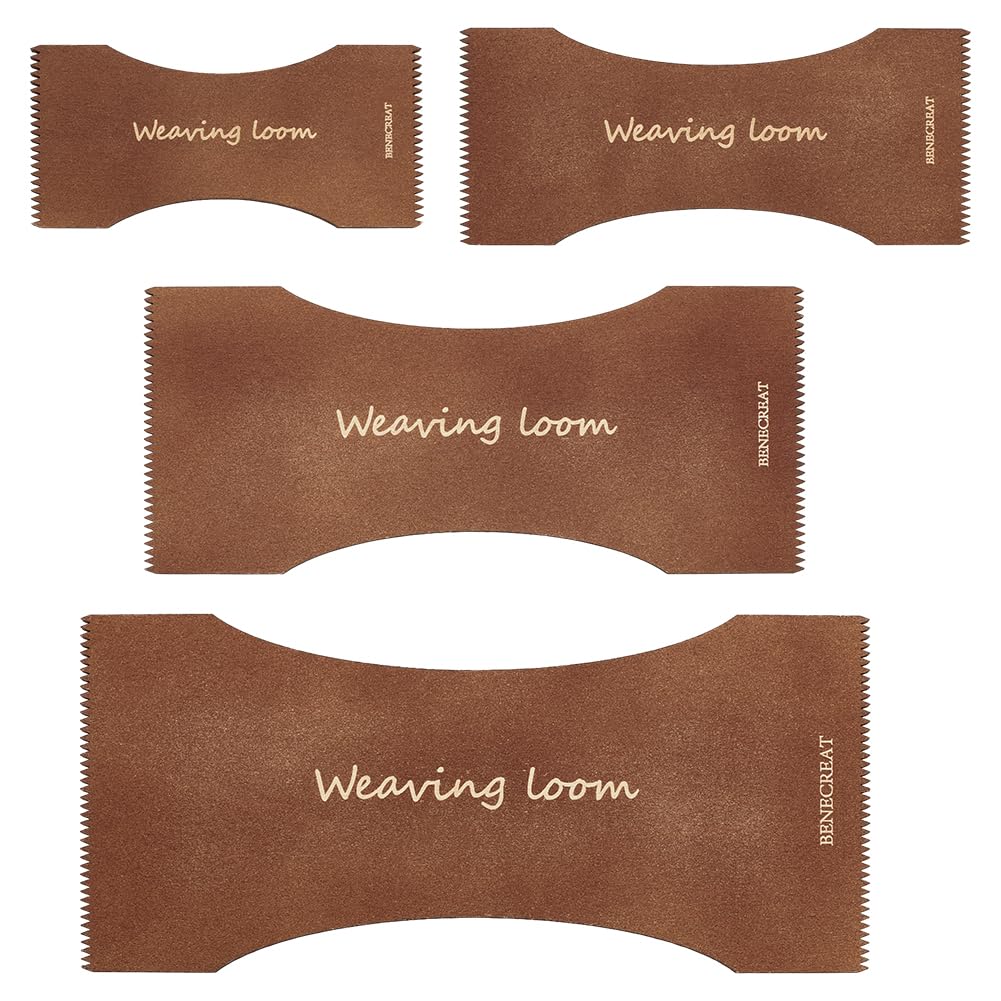 BENECREAT 4PCS DIY Wooden Weaving Loom Kit, Mini Multifunctional Handcraft Weaving Looms for Knit Scarves, Gloves, Hats, Blankets and Other Small Decorations, 5mm Thick