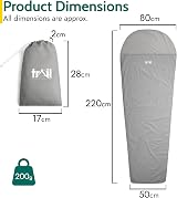 Trail Outdoor Sleeping Bag Liner Mummy Style with Pillow Slot 220cm view 6