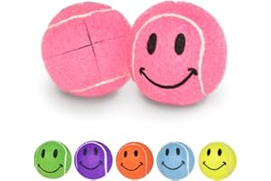 TOP GLIDES Smileyballs Pre-Cut Walker Tennis Ball Glides - 1 Pair (Pink)