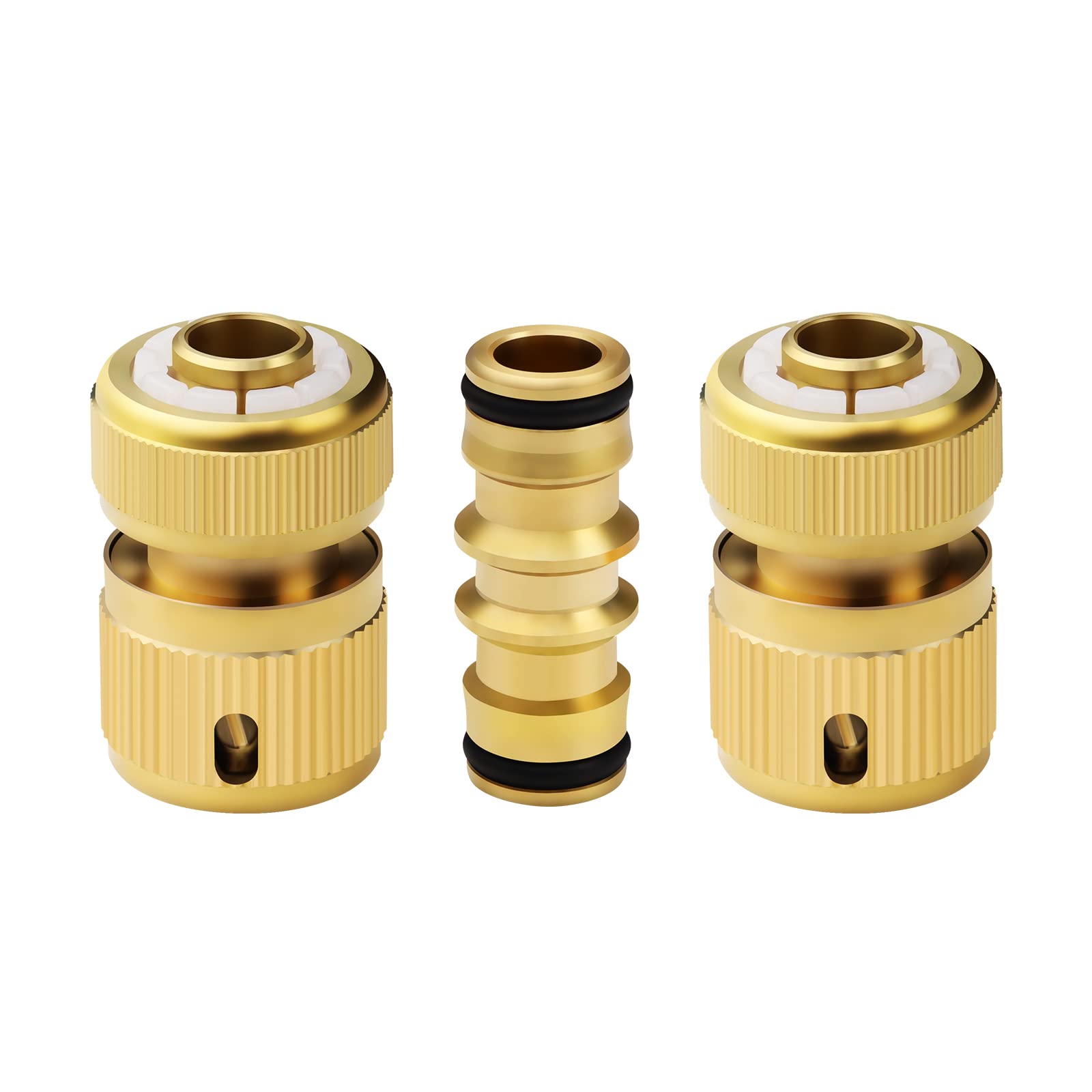 Mdlufee Brass Double Male Hose Connector and 2Pcs 1/2 Inch Hose End Quick Connectors for water connection