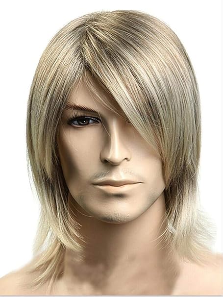 Amazon Com Jeshoo Man Wig Short Wig Costume Blonde Hair With Wig
