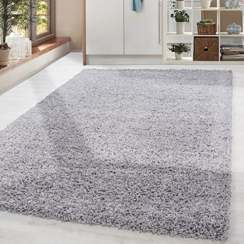 HomebyHome Shaggy Hochflor Teppich, 100x200 cm, Hellgrau, weich, flauschig, modern, einfarbig, Für Schlafzimmer oder Flur, für Wohnzimmer Schlafzimmer