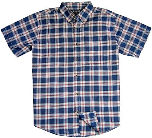 Men's Classic Plaid Short Sleeve Casual Shirt; Button Down