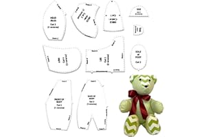 Memory Bear Patterns For Sewing – Acrylic Multi Size | Memory Bear Sewing Template Set With Instructions 10pcs Craft Kit | Re