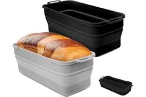 MIZVSITRD Silicone Bread Loaf Pan, 2 Pack Mini Loaf Pans for Baking Bread, Non-Stick Silicone Baking Mold Easy Release for Homemade Breads, Cakes, Quiche Omelets, Meatloaf -8.2” X 3.3” X 2.7” (Grey+Black)