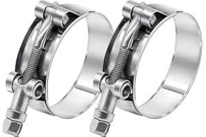 AKIHISA 2 Pack 2 inch T-Bolt Hose Clamps, Stainless Steel_304 Working Range 56mm-64mm for 2" Hose ID, Turbo Intake Intercooler Clamp for Automotive
