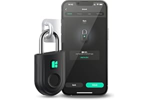 igloohome Padlock Lite Black Keyless Fingerprint Access with Mobile App (iOS, Android) – Water Resistant Padlock for Lockers, Homes, and Storage Spaces (Type-C Rechargeable)