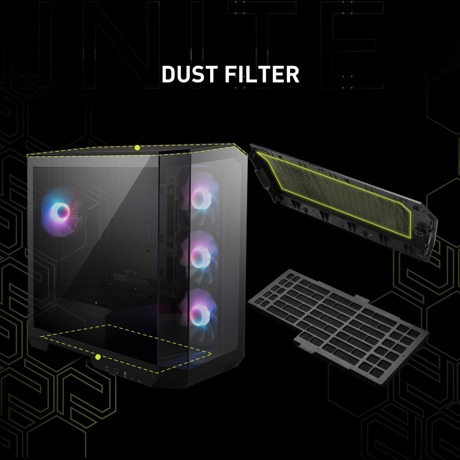 MSI MAG PANO M100R PZ - Premium Mid-Tower Gaming PC Case - Tempered Glass Side Panel - ARGB 120mm Fans - Liquid Cooling Support up to 360mm Radiator - Vented Front Panel