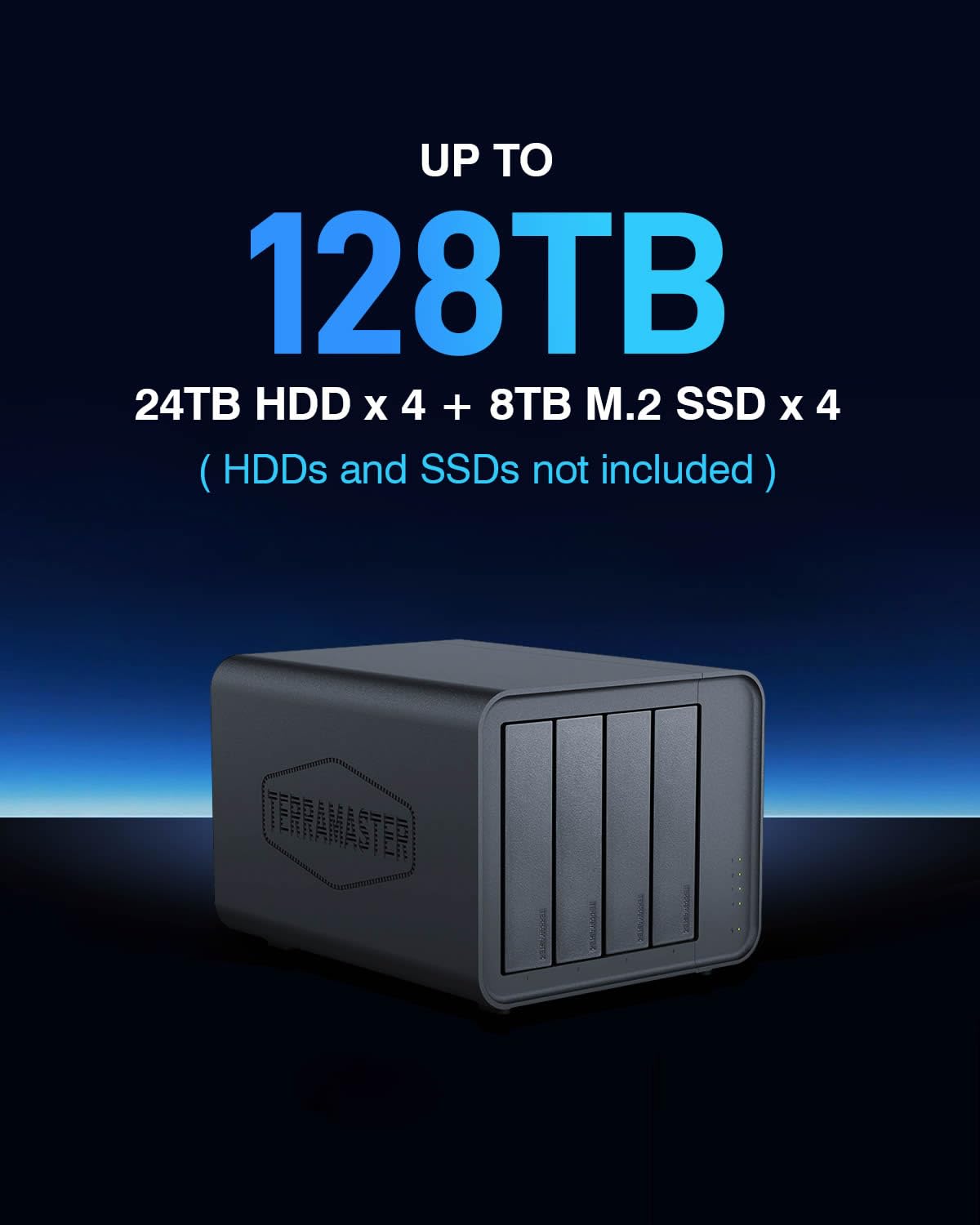 TERRAMASTER D8 Hybrid HDD NVMe Gehäuse USB 3.2 Gen 2 10Gbps Typ C 8Bay USB Storage Unterstützt RAID 0/1/Einzel/JBOD Exklusiv 2+6 RAID Hybrid Disk Array (Diskless) 7