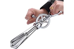 Manual Stainless Steel Egg/Ice/Sugar Egg Mixer, Chrome Hand Held Egg Beater 304 Stainless Steel Blade, 12 '' 31.8 * 10Cm Silv