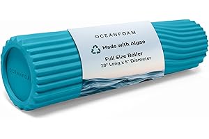 Oceanfoam Tidal Roller - Miami Blue - Muscle Massage Foam Roller for Back Pain & Stretching - Firm and Ergonomic Wide Wave Textured - Yoga, Athletics, & Wellness - Full Size, 20" x 5"