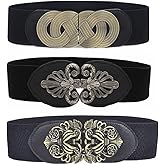 Swtddy 3 Pack Women's Vintage Wide Elastic Stretch Waist Belt Waistband
