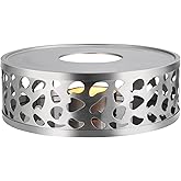 Simtive Teapot Warmer, Brushed Stainless Steel Tea Warmer with Tealight Holder, Silver