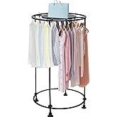 ZOUXIKOU Round Garment Display Retail Rack, Floor-Standing Round Clothes Hanging Rack, Clothing Racks with Topper, Multi-Purpose Clothing Organizer for Boutique Retail Store Laundry Home