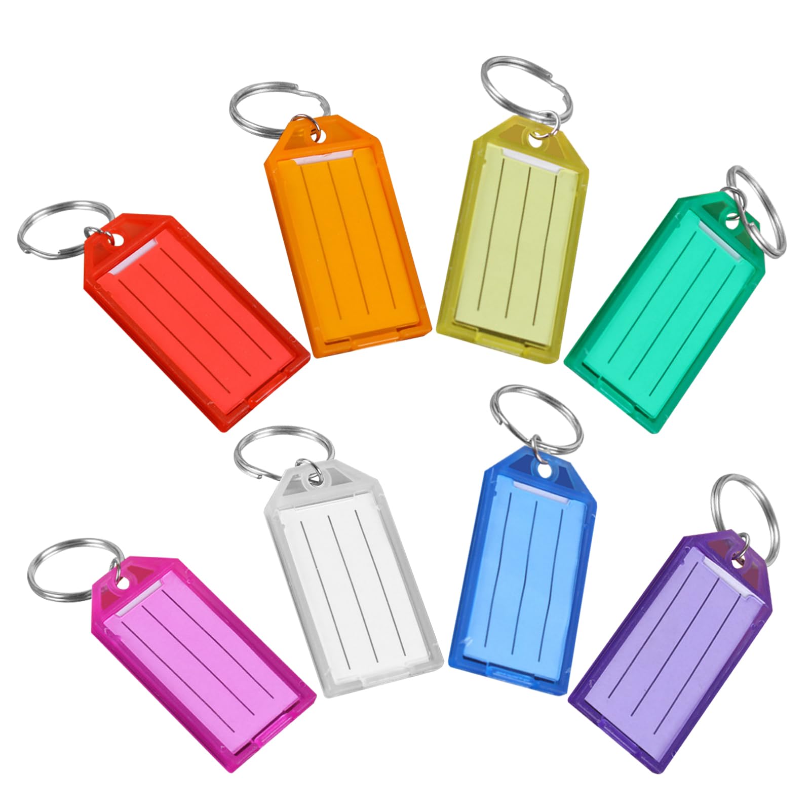 Divono 32pcs Key Tags with Labels, 8 Colors Key Rings with Tags, Key Fobs with Labels for Travel Bag, Sports Gear, Pet Carriers (Each Color 4pcs)