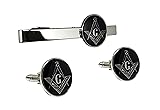 Masonic Freemason Square Compass Tie Clip Cufflinks