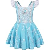 COTRIO One Piece Princess Swimsuit for Girls Short Sleeve Swim Dress Rash Guard Bathing Suit Skirted Swimwear 1-10 Years