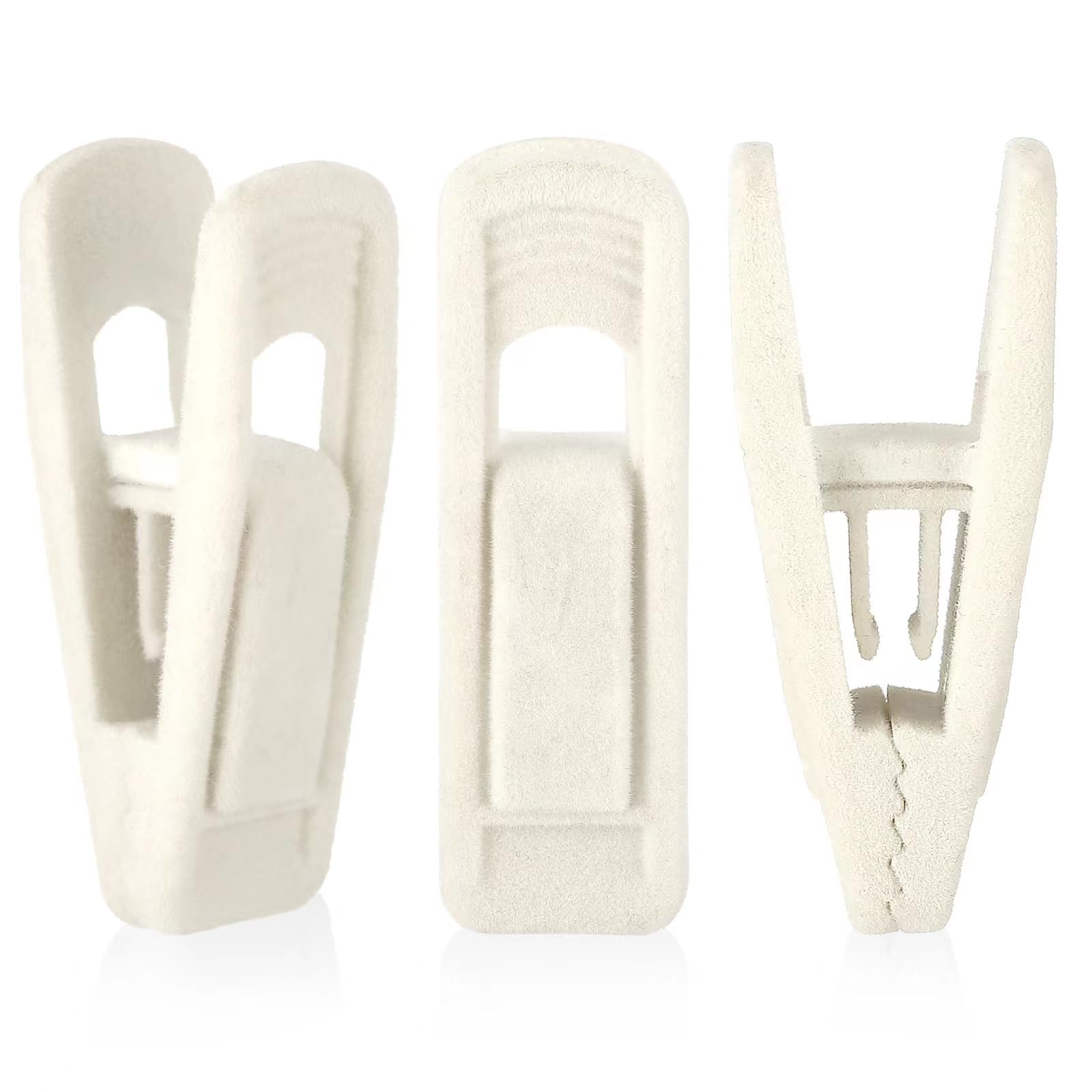 Tinfol Velvet Hangers - 24 Pack Slim-line Velvet Clips, Strong Finger Flocked Clips (Ivory)