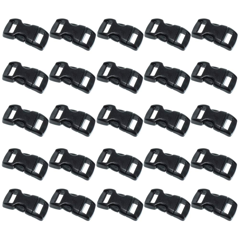 Paracord Planet 50 Pack 5/8-Inch Black Plastic Side Release Buckles for Paracord Bracelets