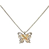 Rose Gold Butterfly Necklace with White Freshwater Pearl 24 inch Chain
