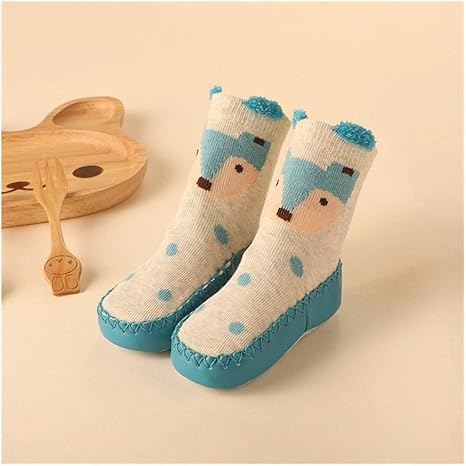 Amazon Co Jp ベビーソックスソール ゴム靴底幼児新生児ガールズボーイズ子供フロアソックス靴 アンチスリップ柔らかいソールソックスのために0 24mと赤ちゃんの冬のソックス Color Blue Fox サイズ 6m ホーム キッチン