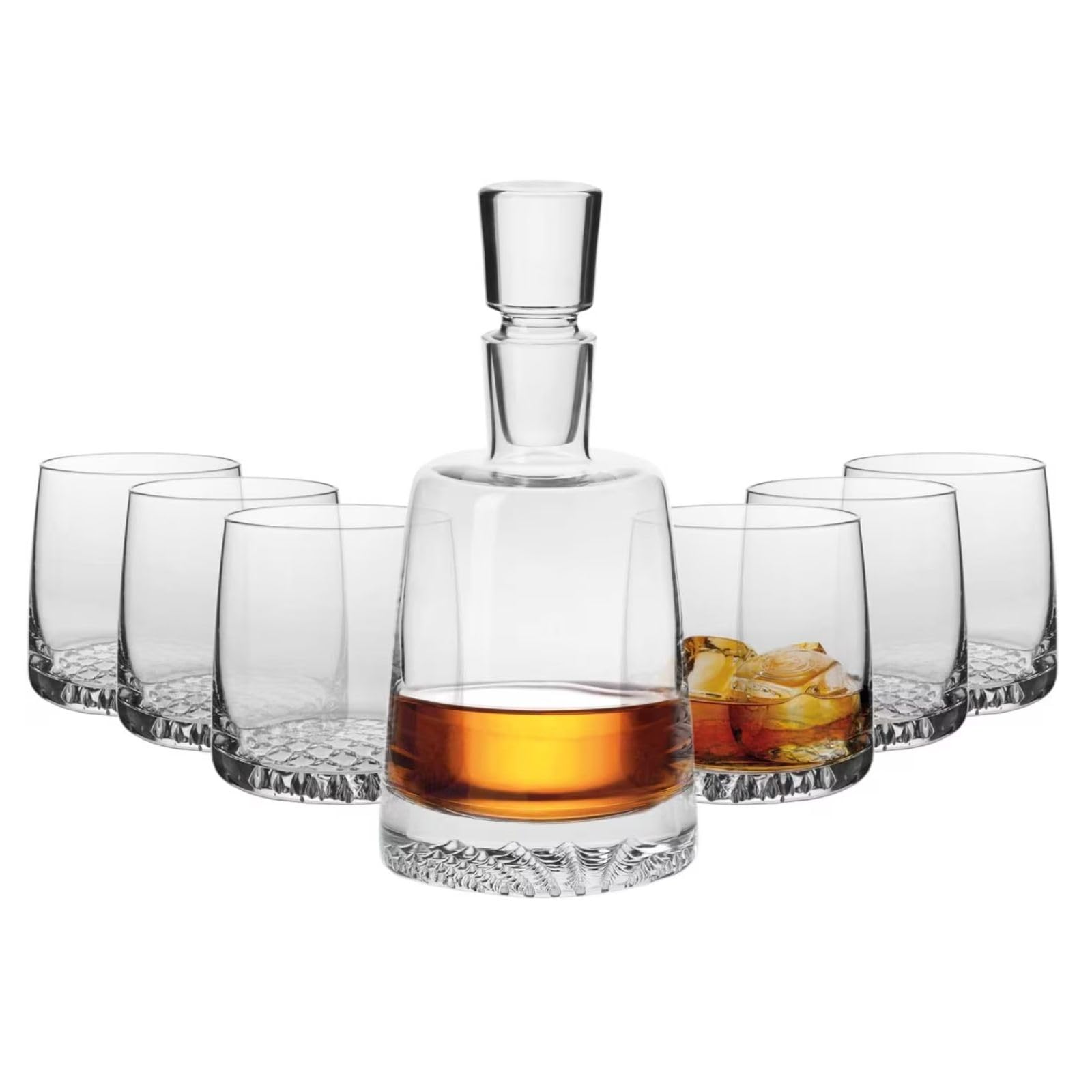 Krosno Premium Whisky Set | 1 × 950 ml Decanter & 6 × 300 ml Glasses | Fjord Collection | for Home, Restaurants & Parties | Gift for Whisky Connoisseurs | Lead-Free Crystal Glass