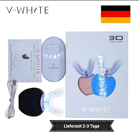 Automatische Zahnbürste V-White (Rosa) + Zahnpasta+2.Mundstück