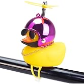 wonuu Rubber Duck Toy Car Ornaments Yellow Duck Car Dashboard Decorations Squeeze Duck Bicycle Horns with Propeller Helmet