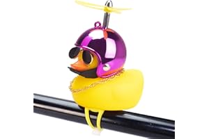 wonuu Rubber Duck Toy Car Ornaments Yellow Duck Car Dashboard Decorations Squeeze Duck Bicycle Horns with Propeller Helmet