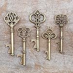 50 Key Bottle Openers, Assorted Vintage Skeleton Keys, Wedding Party Favors (50, Antique Gold)