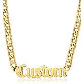 GoldChic Name Necklaces Personalized, Stainless Steel Custom Necklaces | Custom Name Pendant, Stainless Steel Link Necklaces, Cuban Chain for Women,16/18/22/26/30 Inch Curb Chain, Birthday Jewelry