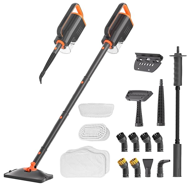 HELPX STEAM MOP CLEANER WITH DETACHABLE HANDHELD STEAMER,...