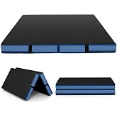 Giantex 4" Thick Folding Gymnastics Mat, 4' x 4' Bio-Folding Exercise Mat with Carry Handles &amp; PU Leather Cover, Gym Home Tumbling Mat for Kids, Yoga, Fitness, Pilates &amp; Martial Arts