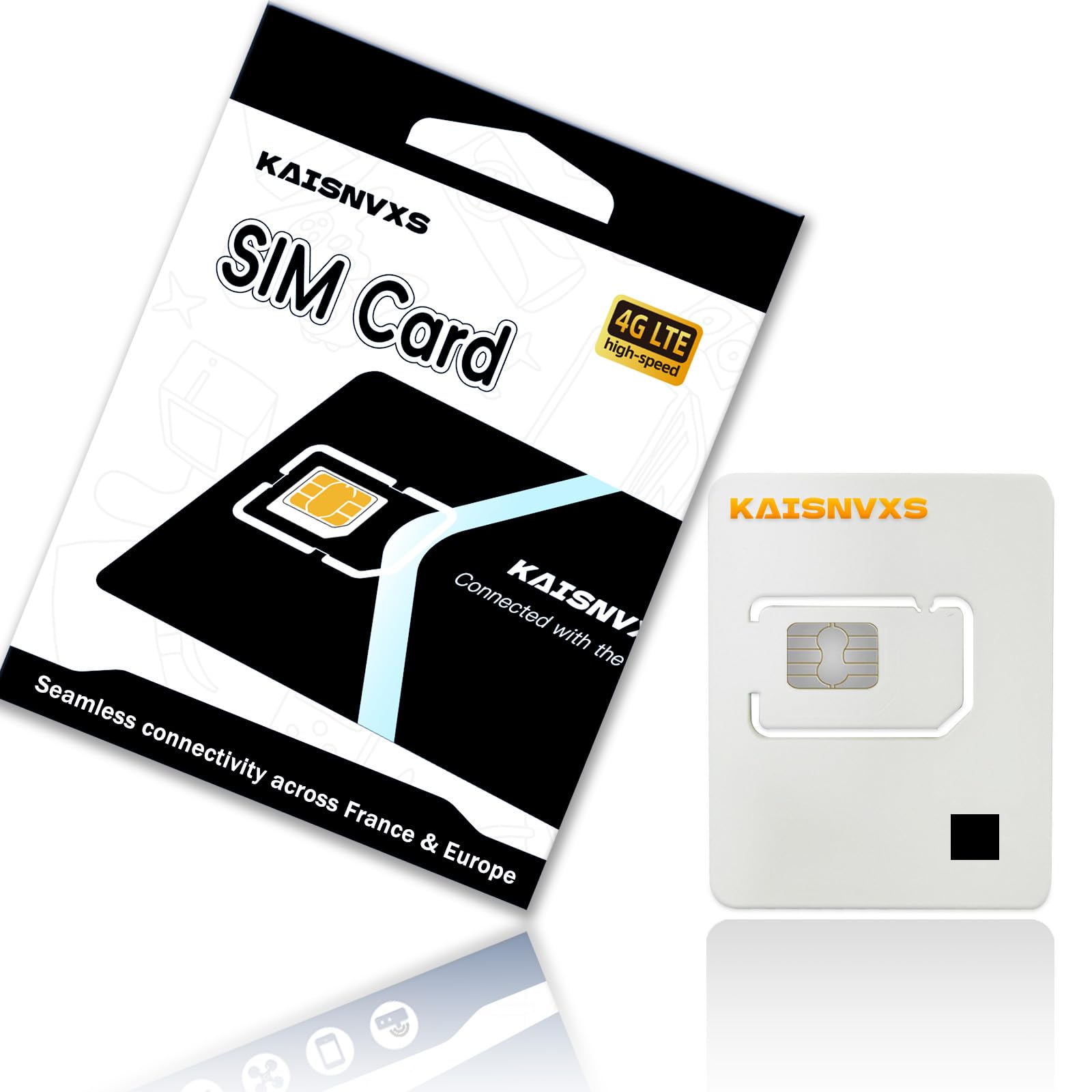 Prepaid SIM Card for Europe Travel with 12GB of 4G Data, Unlimited Calls and SMS in Europe with France Phone Number, 30 mins and 200 SMS from Europe to Worldwide(Lasts for 31 Days),Tethering Allowed