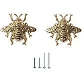 UniDes 2 Pack Gold Brass Bee Knobs for Cabinets and Drawers,Animal Knobs and Pulls for Dresser