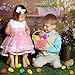 Plastic Easter Baskets 5pcs with Easter Grass 50g for Kids Easter Eggs Hunting